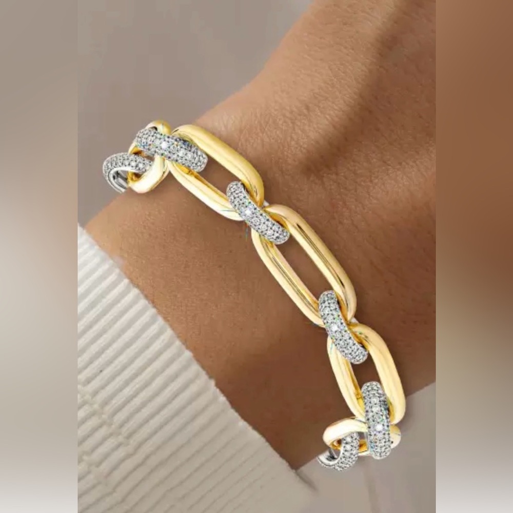 4.9ctw White Sapphire Paved Link Chain Statement Bracelet